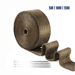 Lot De 2 Bandes Thermiques échappement MUNGHOK - 15m X 50mm, Fibres De Basalte, Avec 20 Serre-câbles Inox, Pour Moto, Voiture