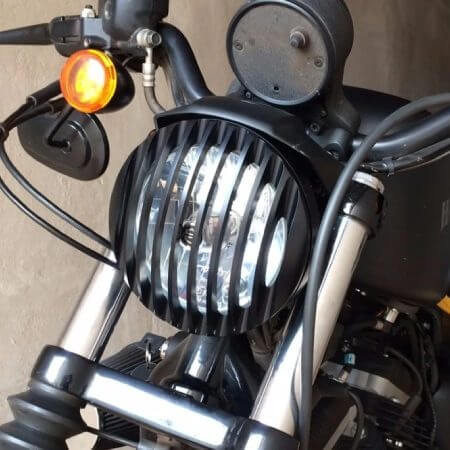 Grille De Protection Pour Phare Moto 5,75 Pouces - Montage Latéral, Pour Chopper, Bobber