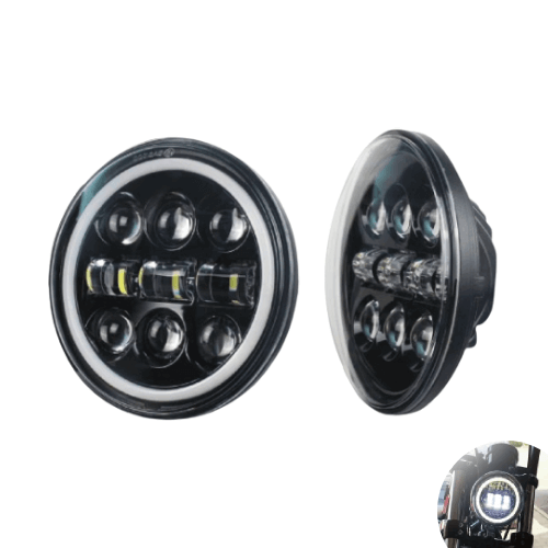 Optique Moto Full LED Noir pour phare rond 7 pouces -Type 5