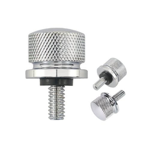 Briny River Lot De 2 écrous Siège Harley - Filetage 1/4-20 | Compatible Softail/Touring Après 1996 | Aluminium Poli Argenté